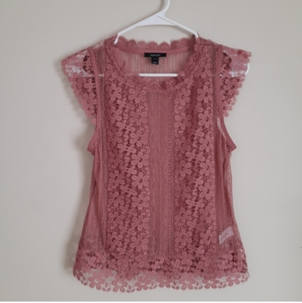 Lace Sleeveless RW&CO Top - Pink